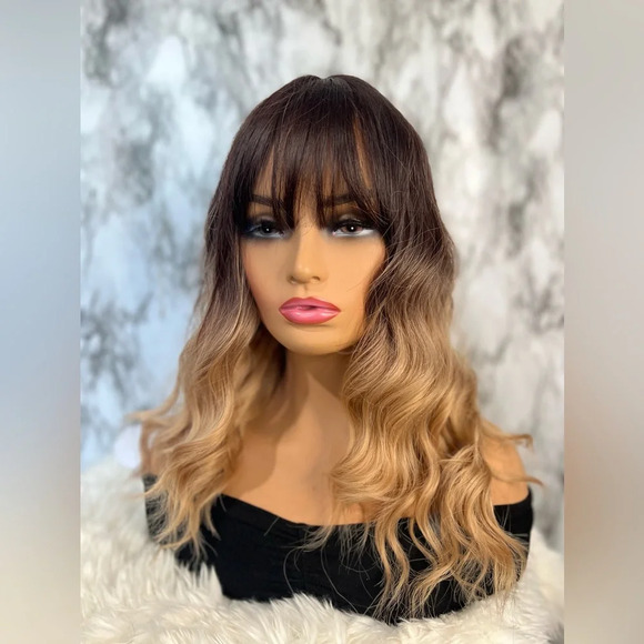 16 Inch ombre Brown To Honey Blonde wave Short Wig for Daily Use Natural… - Picture 8 of 11